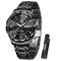 OLEVS Watch for Men Diamond Luxury Dress Classic Analog Big Wrist Large Face Business Fashion Elegant Casual Black Stainless Steel Water Resistant Quartz Men Black Watches
